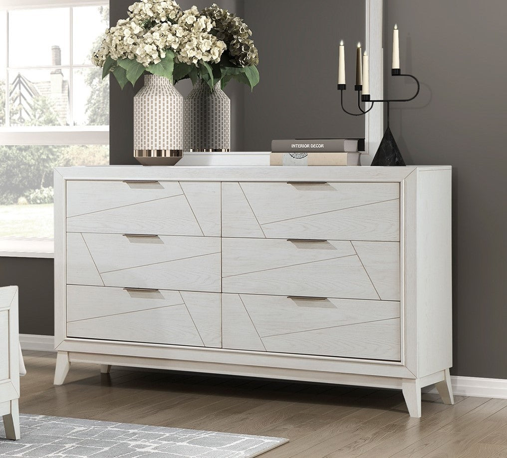 Antique White Finish Dresser with Storage Drawers Modern Bedroom Furniture 1pc