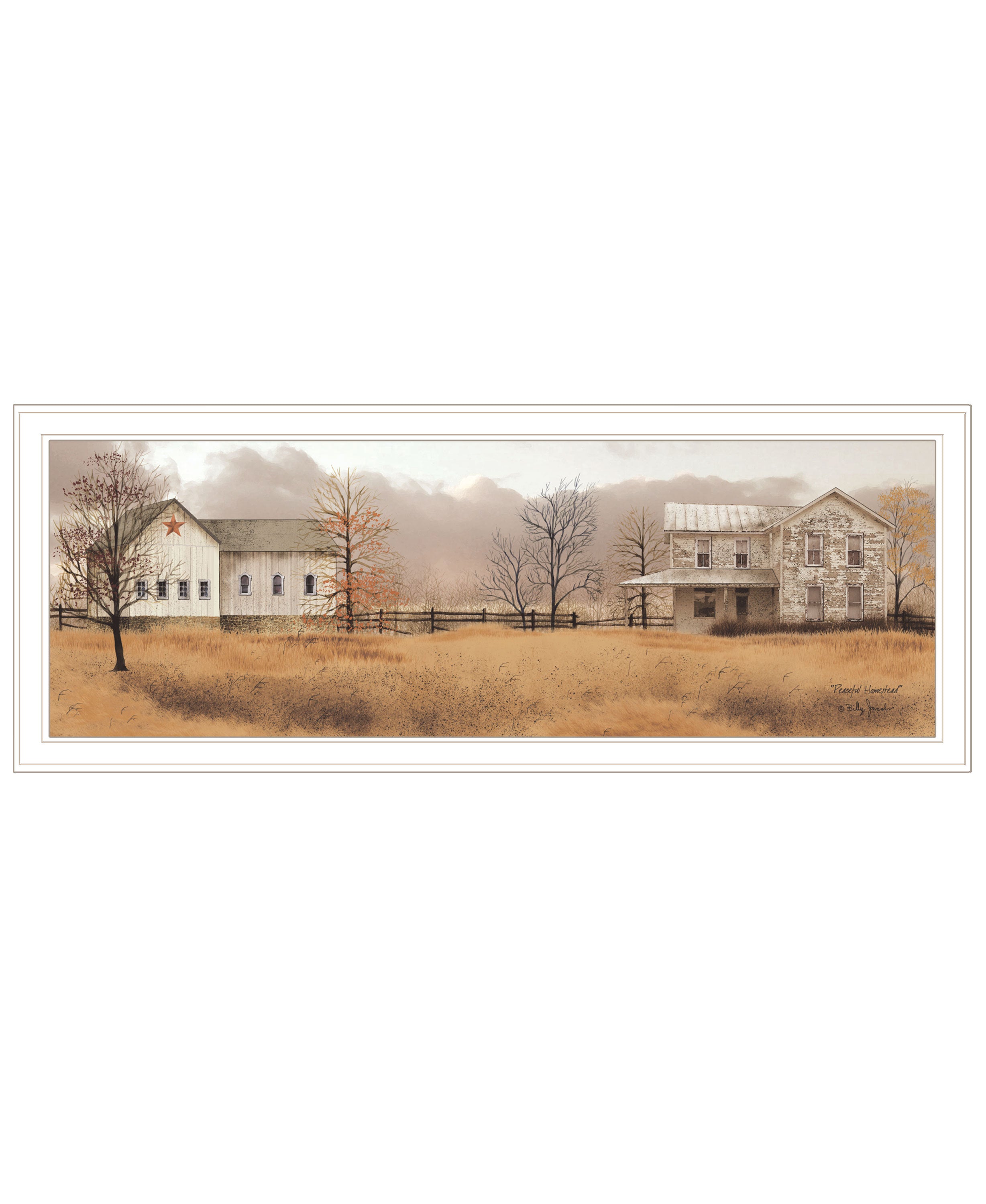 'Peaceful Homestead' by Billy Jacobs, Ready to Hang Framed Print, White Frame