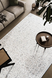 Elias Ivory, Gray, and Beige Viscose Area Rug