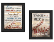 'Baseball Collection' 2-Piece Vignette By Marla Rae, Printed Wall Art, Ready To Hang Framed Poster, Black Frame