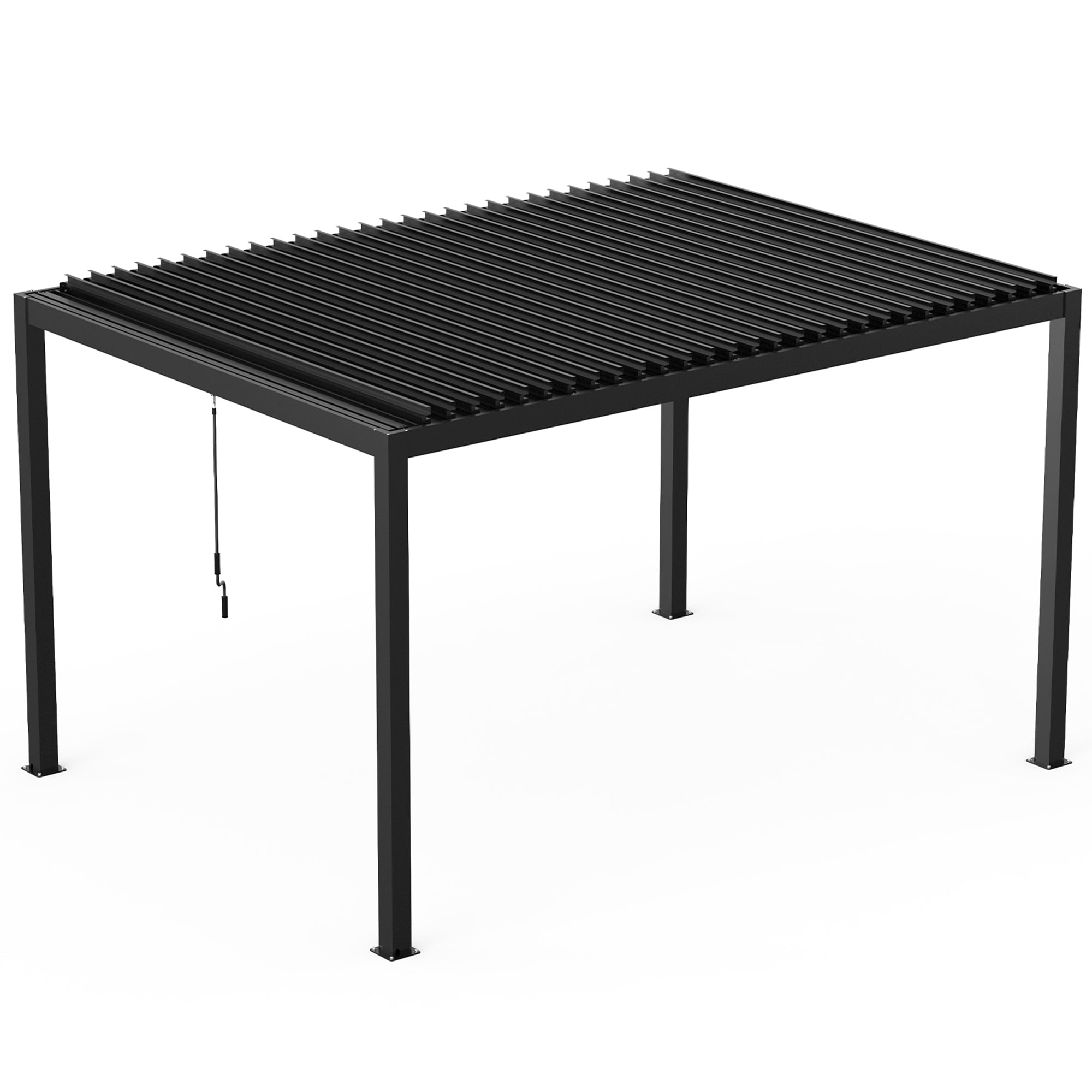 Stylish Louver Pergola 10x13FT with Adjustable Steel Louvers in Black Aluminum Frame