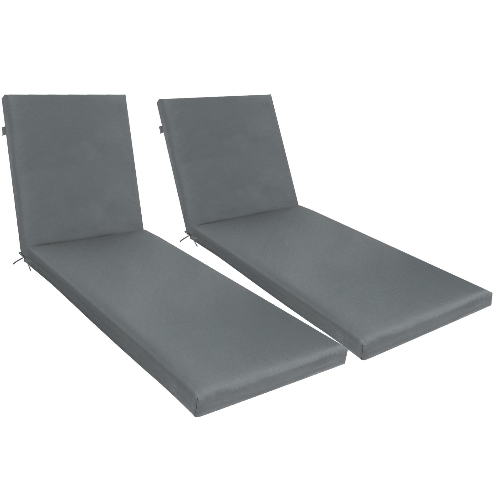 2-Piece Outdoor Chaise Lounge Cushion Set, Replacement Cushions for Patio Furniture, Grey