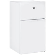 Double Door Mini Fridge with Freezer, 3.2 Cu.Ft Compact Refrigerator with Adjustable Shelf, Adjustable Thermostat and Reversible Door for Bedroom, Dorm, Home Office, White
