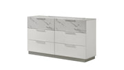 Mist Dresser White – Two-Tone High-Gloss Marble & Lacquer Finish with Six Spacious Drawers, Velvet-Lined Interiors (INCLUDES DRESSER ONLY)      same asG150108674  (NJ inventory)