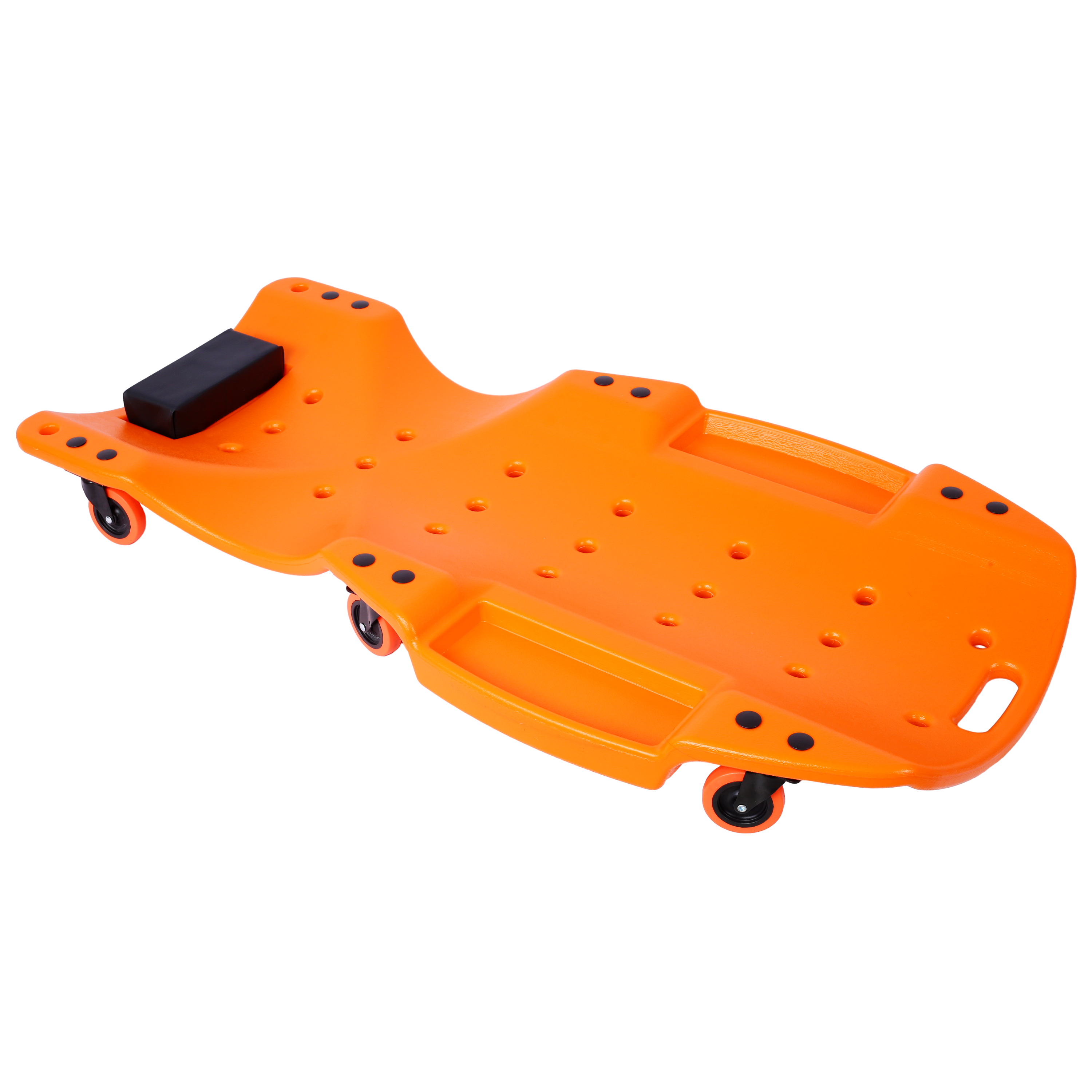 Plastic Creeper 48 Inch - Blow Molded Ergonomic HDPE Body with Padded Headrest & Dual Tool Trays - 440 Lbs Capacity ORANGE