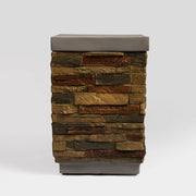 Sandstone Outdoor Propane Tank Holder Fire Pit Cover Side Table Lightweight Concrete 15.35 x 15.35 x 23 inches
