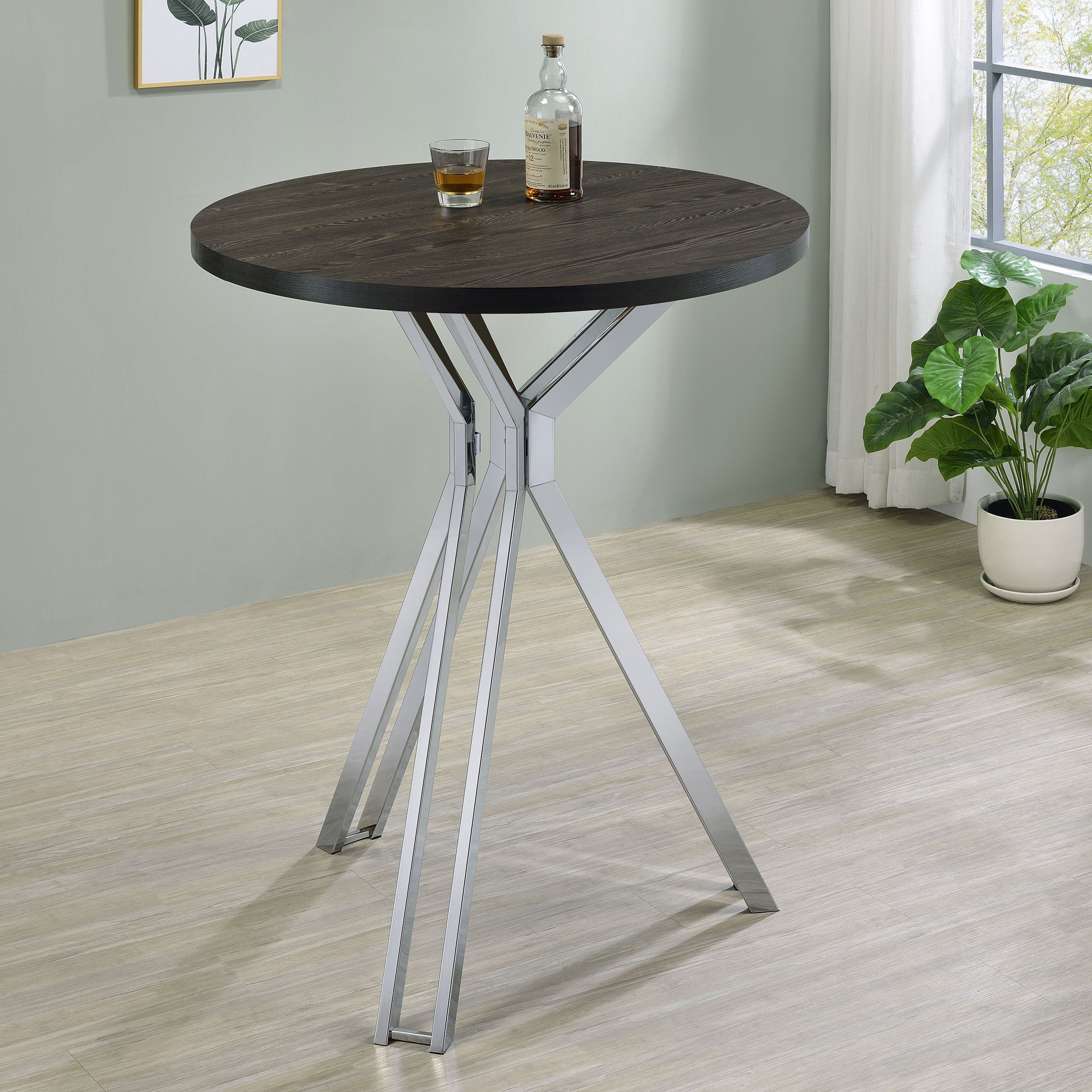 Edgerton Dark Oak Round 35-inch Pub Height Bistro Bar Table