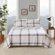 4 PCS Queen Sheet Set Tan Plaid