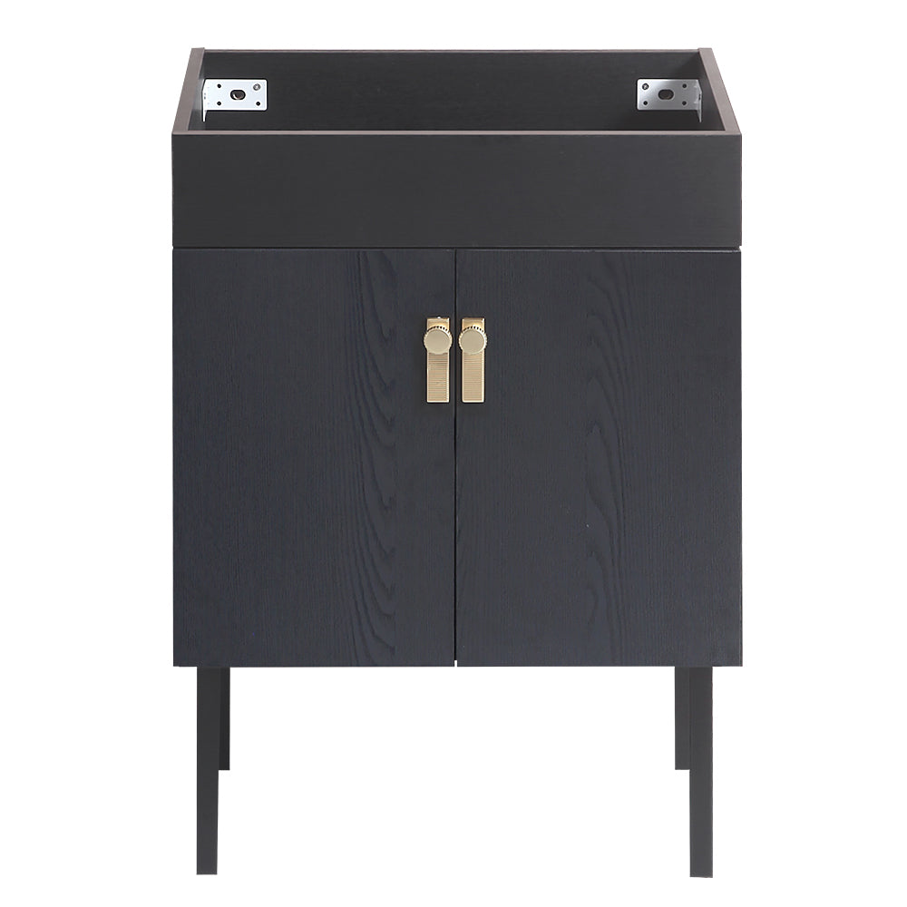 24''Bathroom Vanity with metal kickstand,black  (Without ceramic basin)