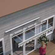 79' x 34' Window Awnings Door Entrance Canopy, Aluminum Alloy Bracket, 0.137 Inch Thick Crystal Solid Polycarbonate Sheet with Valance for Wooden Wall House (DA7934W Clear Transparent Roof)