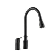 16.9 inches Matte Black Kitchen Sink Faucet with Separate Handle and Pull-Down Sprayer, Lead-Free Brass