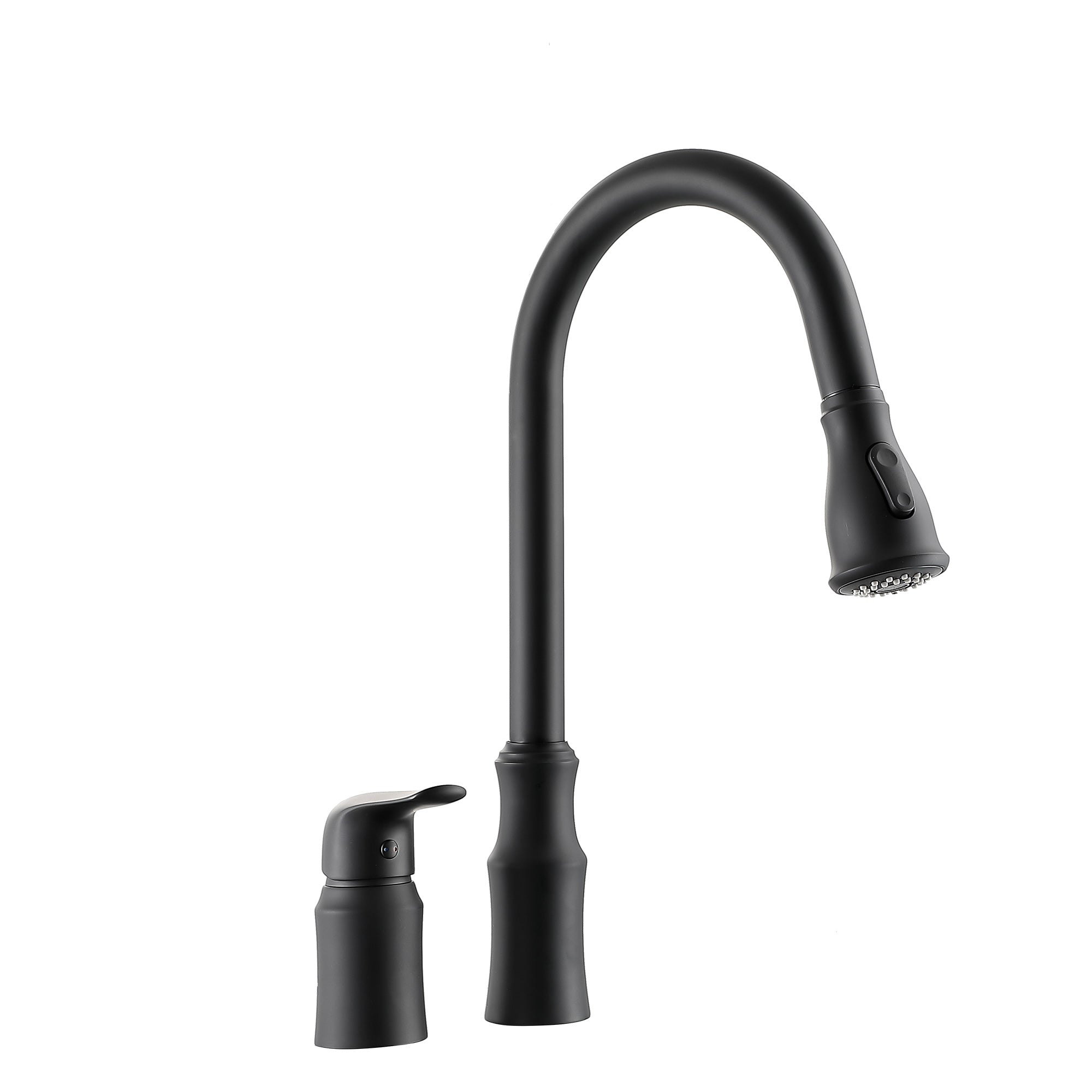 16.9 inches Matte Black Kitchen Sink Faucet with Separate Handle and Pull-Down Sprayer, Lead-Free Brass