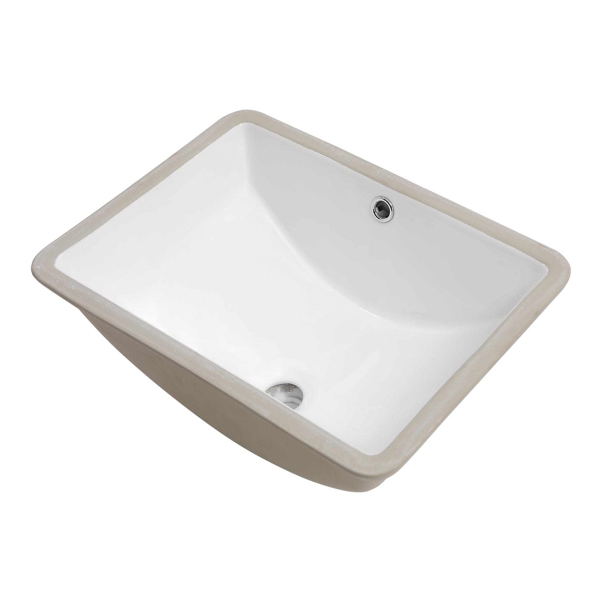 Modern European Style White Ceramic Rectangular Undermount Bathroom Sink with Overflow, 18.5'x14'