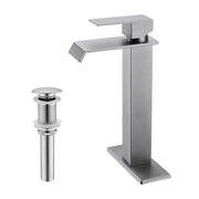 Waterfall Spout Bathroom Sink Single Handle Faucet with Pop-Up Drain (No Overflow)