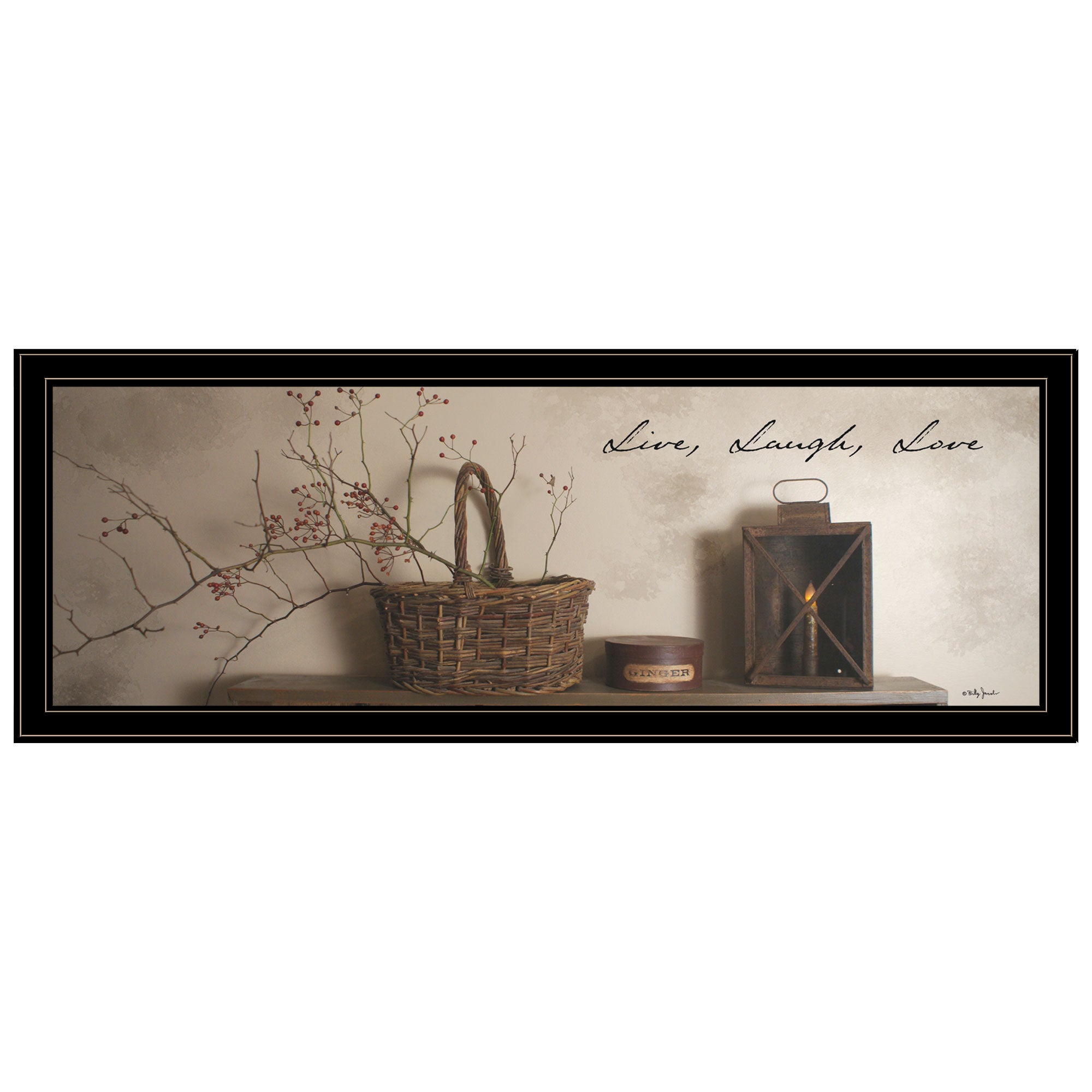 'Live, Laugh and Love' By Billy Jacobs, Ready to Hang Framed Print, Black Frame
