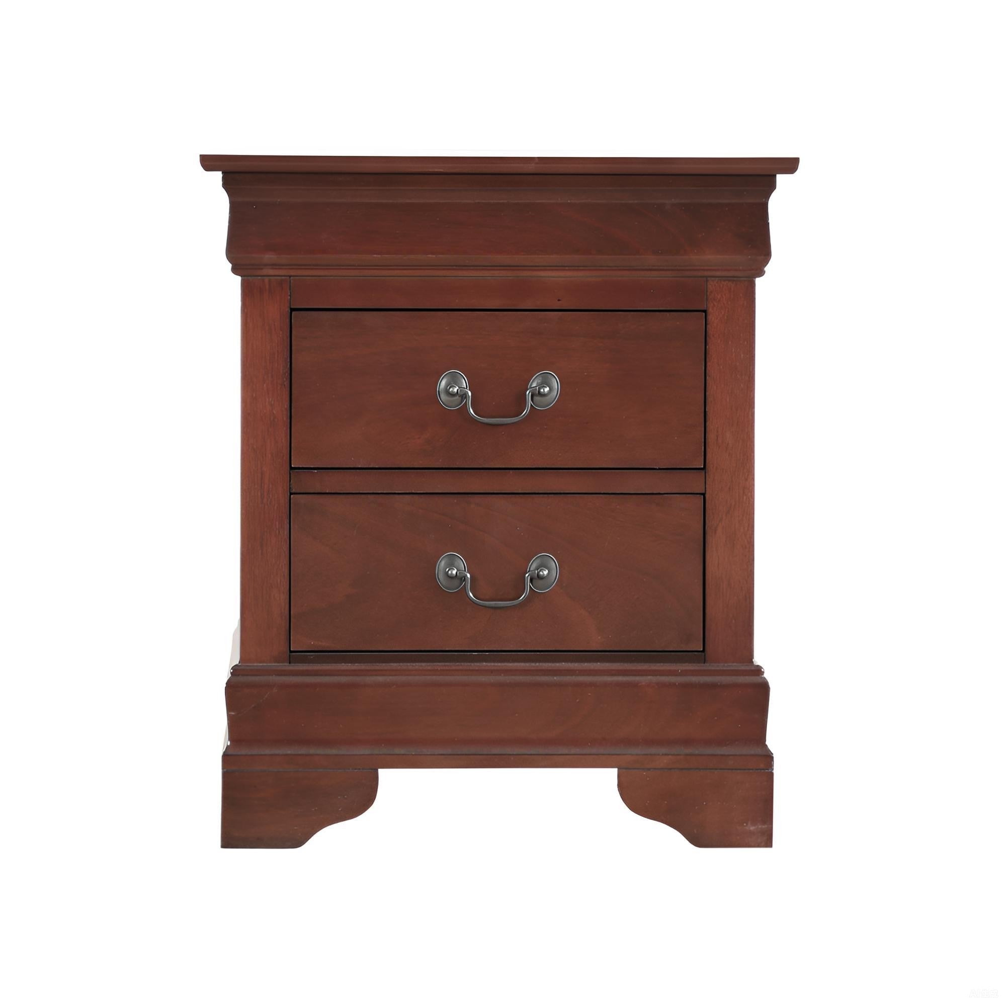 Elegant Traditional Cherry Nightstand with Two Drawers and Rich Finish
