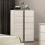 Contemporary Style Chest 1pc Vertical Chrome Handles French Dovetail Drawers Center Metal Glides White Wash Finish Bedroom Furniture