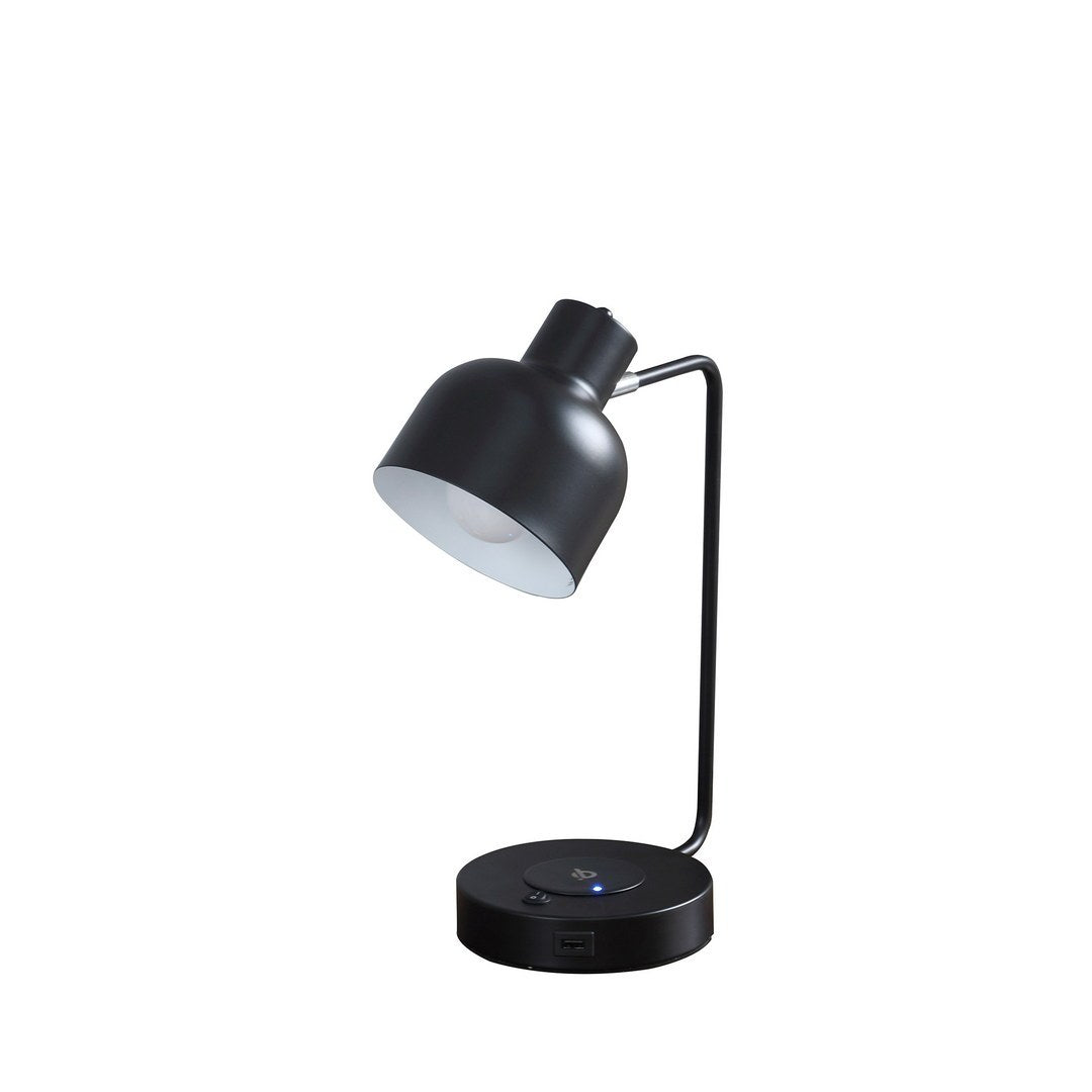 15.25'In Vadim Black Adjustable Student Desk Task Table Lamp W/ Charging Usb Port Station