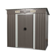 Outdoor Metal Storage Shed with Robust Construction and Sliding Doors in Grey Iron 6ft x 4ft