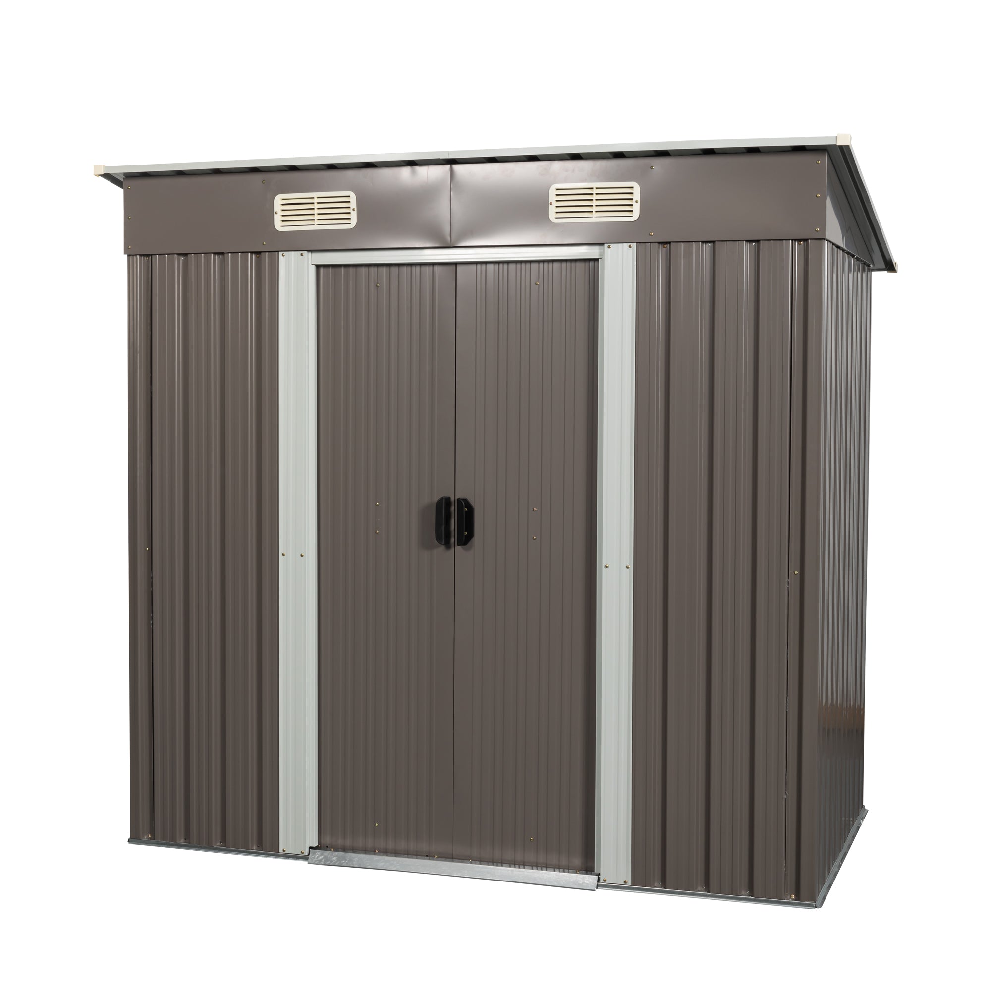 Outdoor Metal Storage Shed with Robust Construction and Sliding Doors in Grey Iron 6ft x 4ft