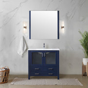 Navy Blue Bath Vanity 36 in. W x 18.25 in. D, with White Ceramic Top