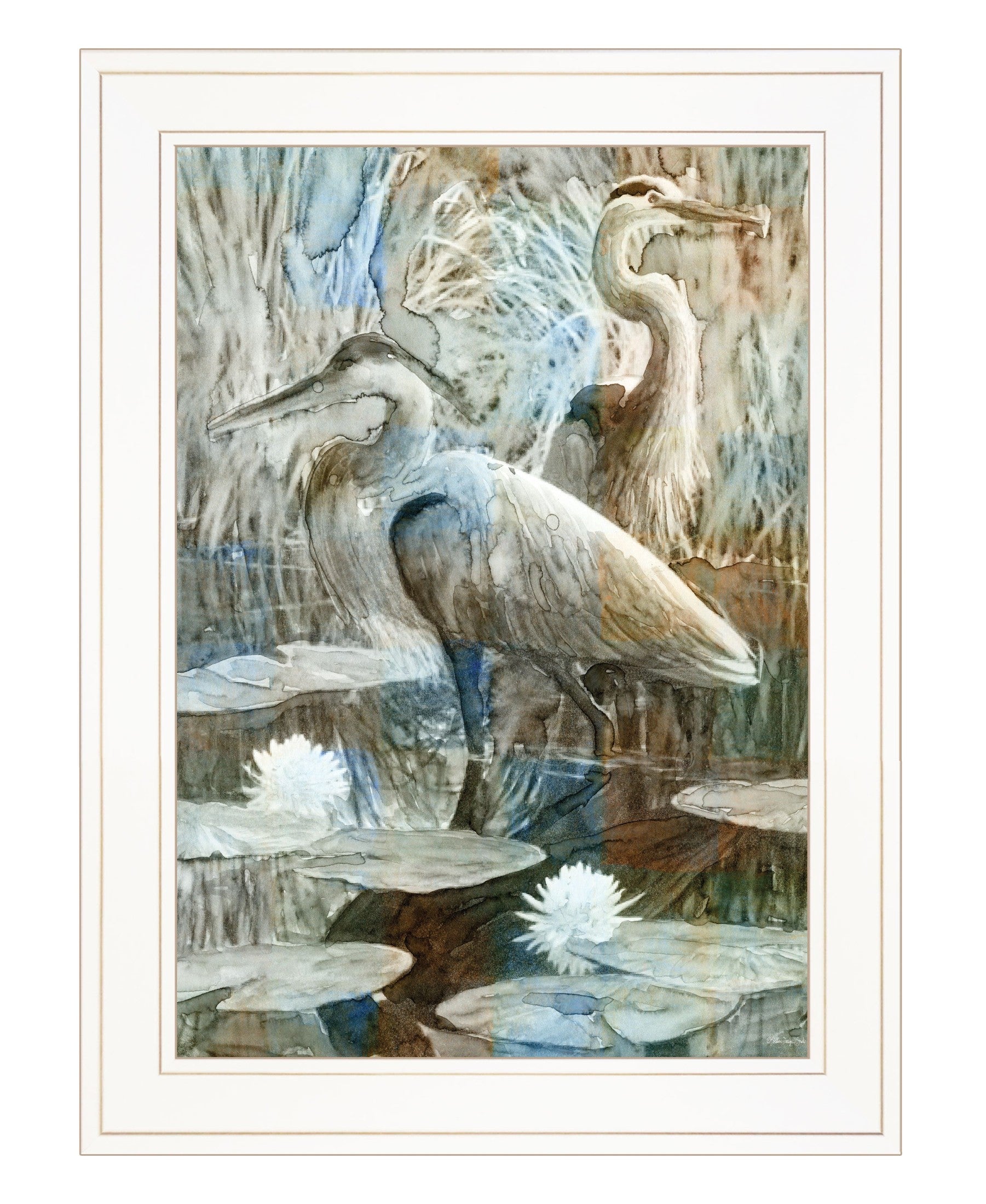 'Marsh Herons II' by Stellar Design Studio, Ready to Hang Framed Print, White Frame