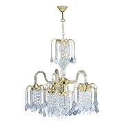 25' Tall Metal Chandelier with Polished Brass Finish and Crystal Accents