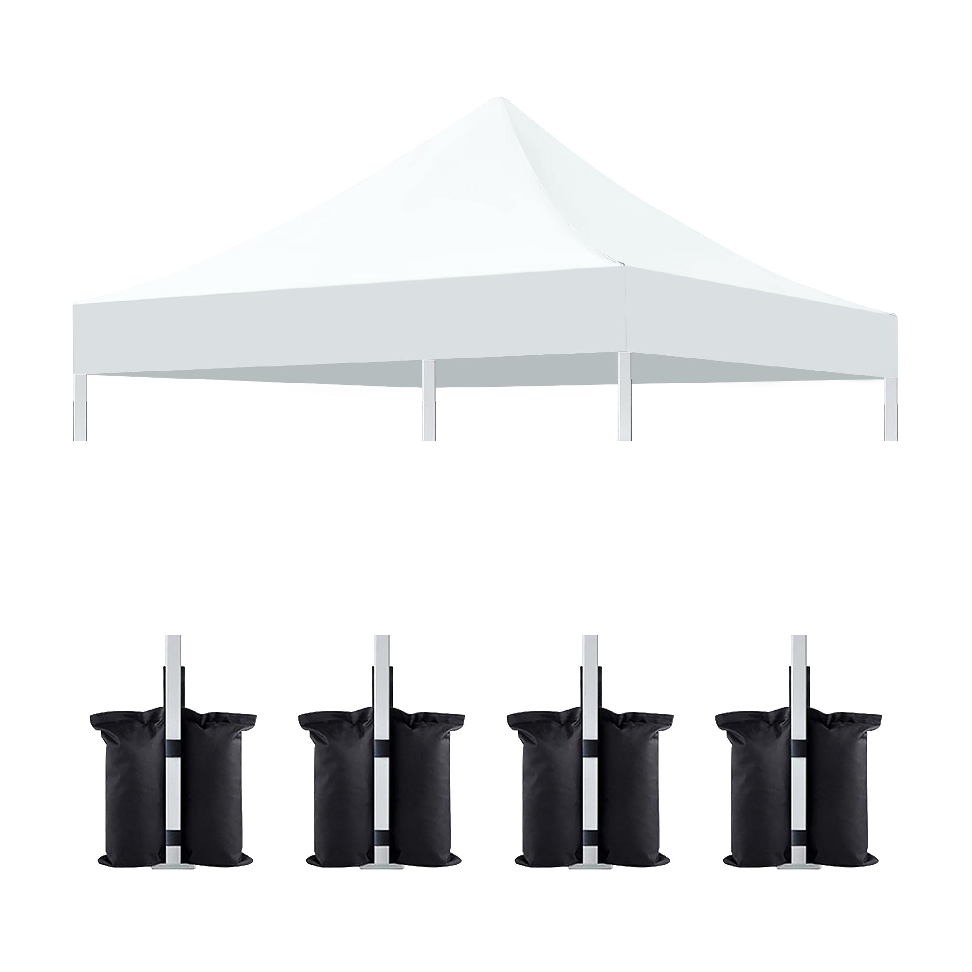 10 x 10 ft Canopy Replacement Top with 4-Pack Weight Bags, Pop Up Tent Cover Only, Frame Not Included, White