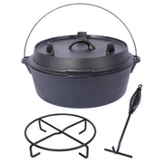 Pre-Seasoned Cast Iron Dutch Oven with Skillet Lid for Outdoor Camping, Black Iron, 6 Quart