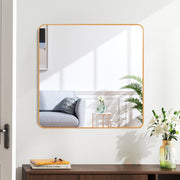 30 in x 30 in Gold Metal Framed Square Bathrrom Mirror for Wall.
