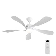 (Same as W882P146902) 52 Inch Modern Led Ceiling Fan With 3 Color Dimmable 5 ABS Blades Remote Control Reversible DC Motor White For Bedroom