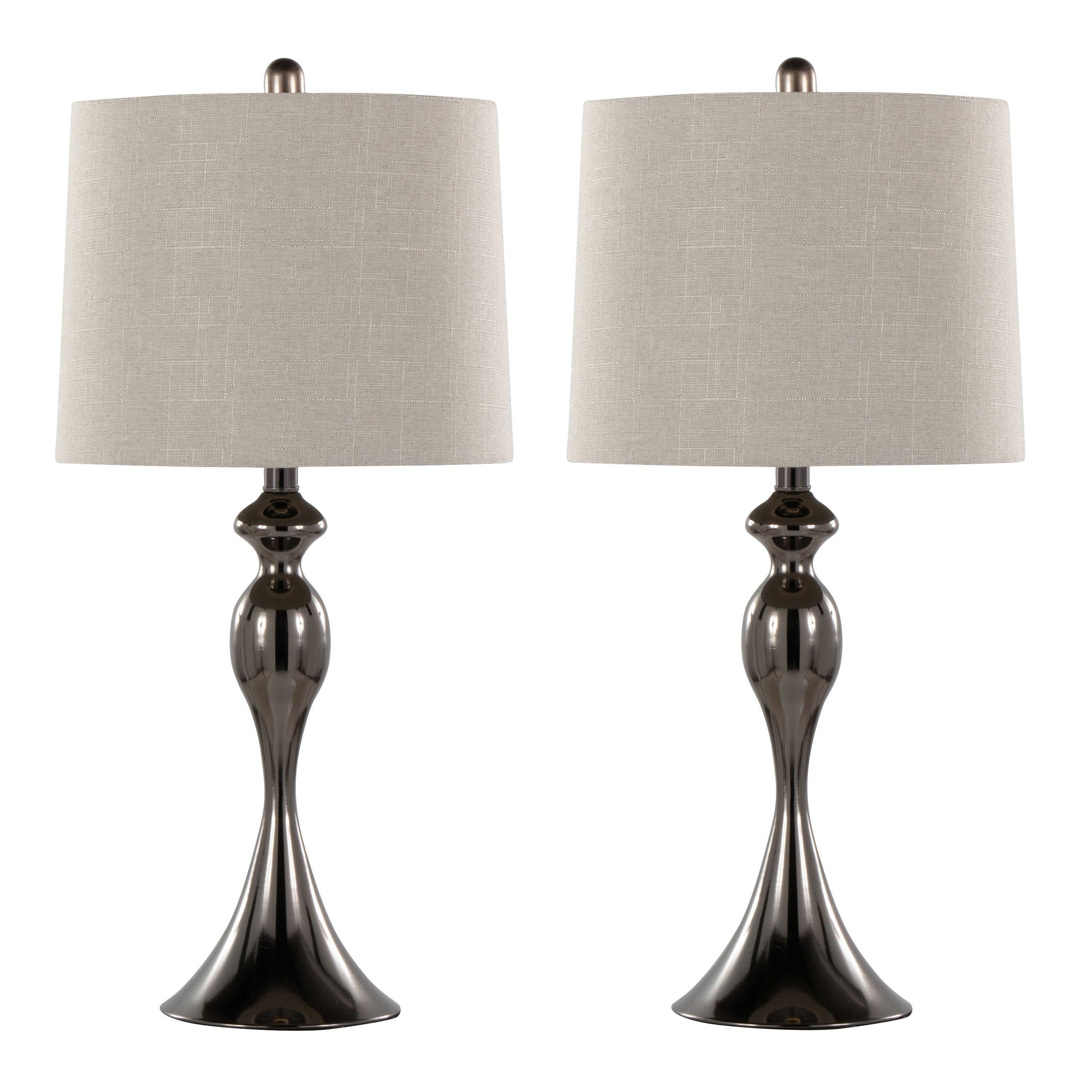Ashland 27' Contemporary Metal Table Lamp in Gun Metal with Light Grey Textured Slub Linen Shade from Grandview Gallery by LumiSource - Set of 2