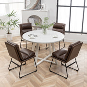 Innes 5-Piece Round Dining Set, Trestle Dining Table with 4 Stylish Chairs, Antique Brown