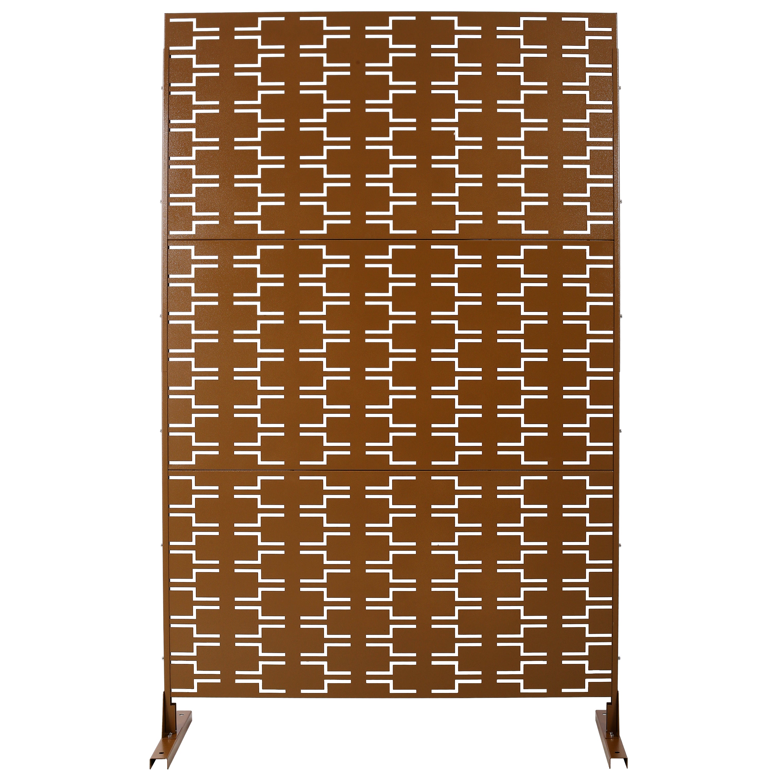 Outdoor & Indoor Privacy Screen Metal Privacy Screen 76' H×48' W, Freestanding Decorative Privacy Screen for Deck Balcony Patio, Privacy Fence Panels for Outside Lawn Garden PS112 BROWN HAMMERTONE