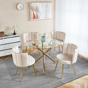 1+4,5pieces dining set, Table metal leg Mid-century Dining Table for 4-6 people With Glass Table Top, Pedestal Dining Table, End Table Leisure Coffee Table