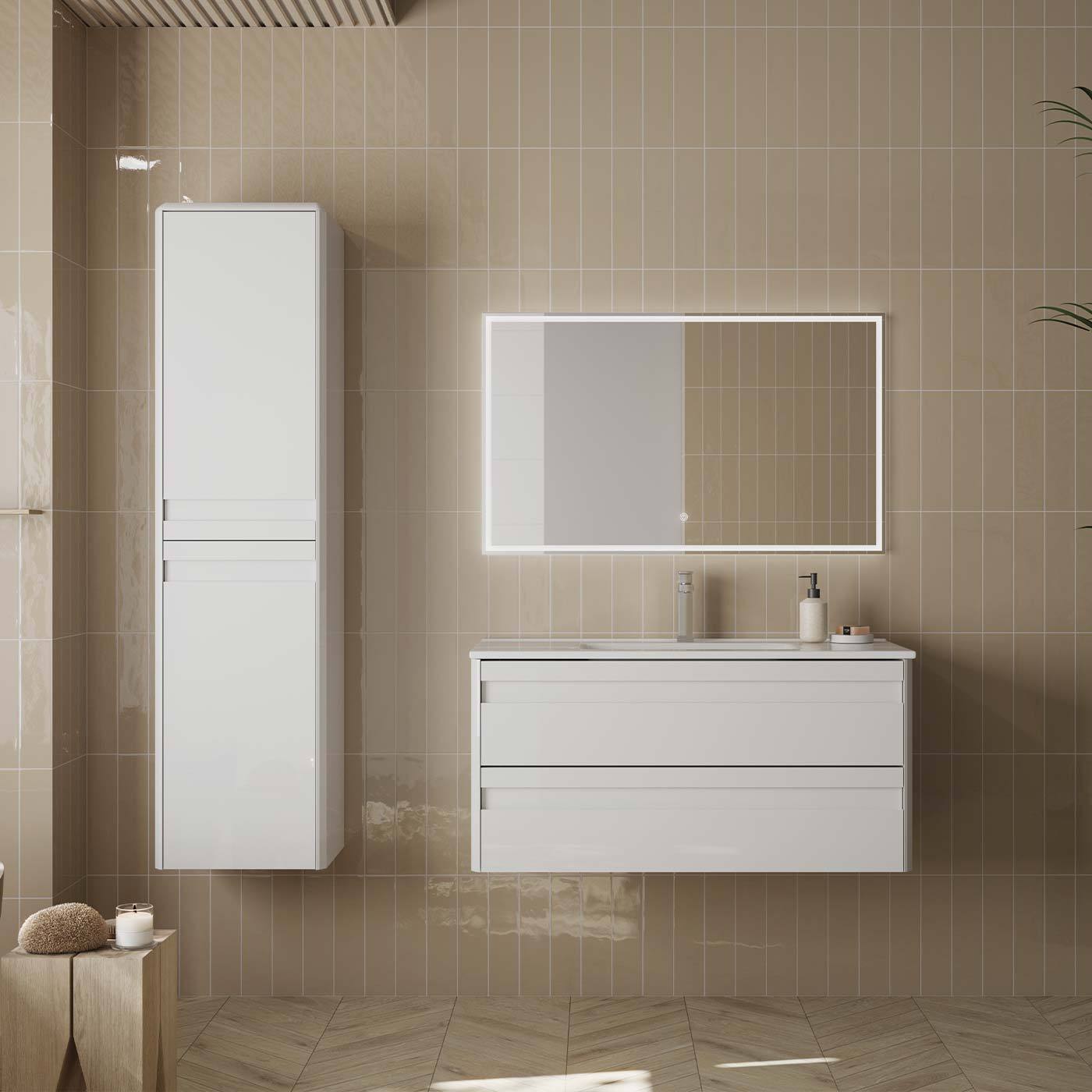 DAX Venice Single Vanity Cabinet 2 Drawers 40 Inches White w/Onix Basin