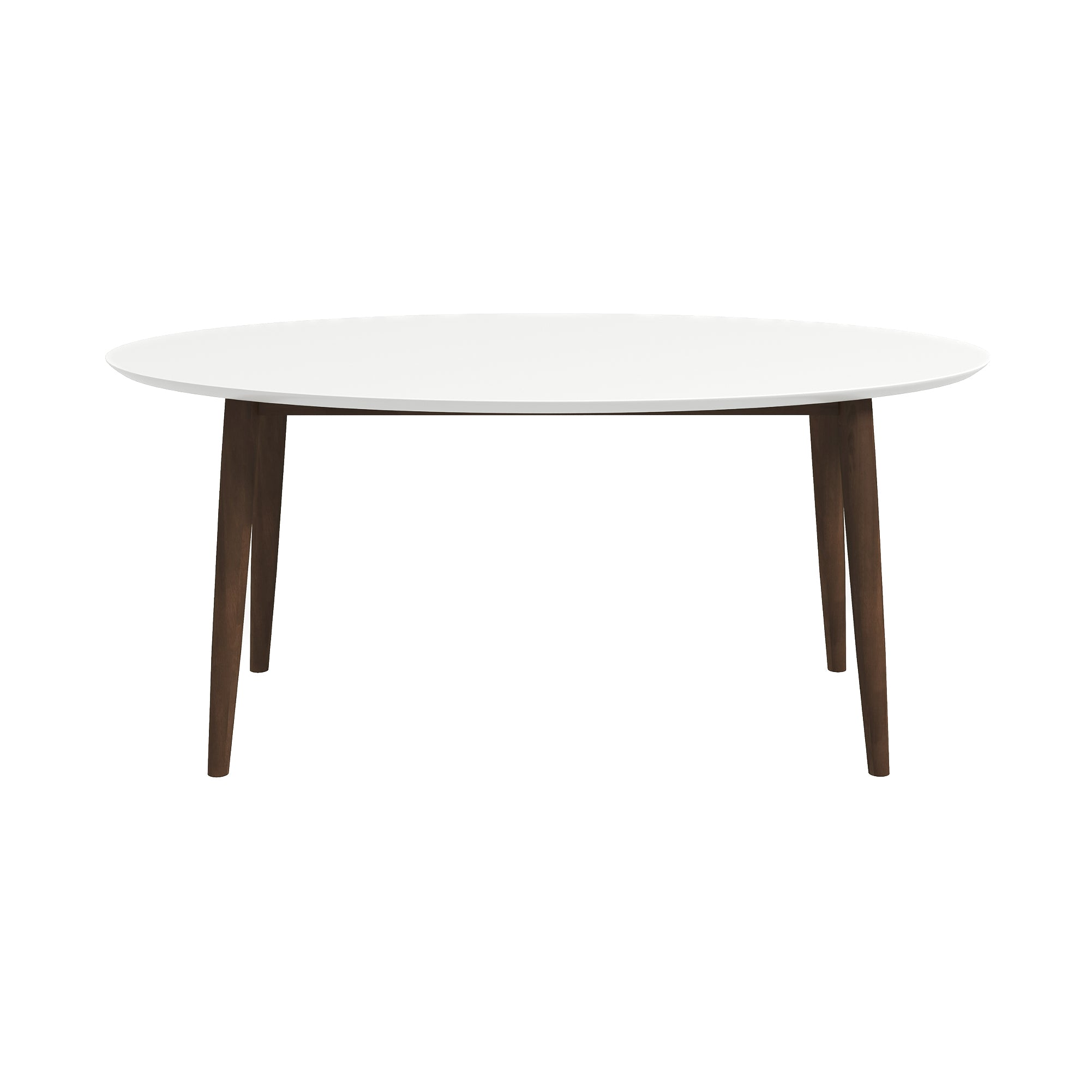 Ada Mid Century Modern Style Solid Wood Dining Table with White Top - Oval Design, Brown and White Finish 29.7'H x 35.4'D x 66.9'W