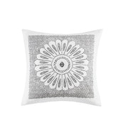Cotton Embroidered Decorative Square Pillow Grey 20x20'