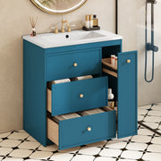 30'' Bathroom Vanity with Ceramic Sink Combo, Free Standing Single Vanity Set with Four Drawers, Modern Bathroom Storage Cabinet , Ideal for Home