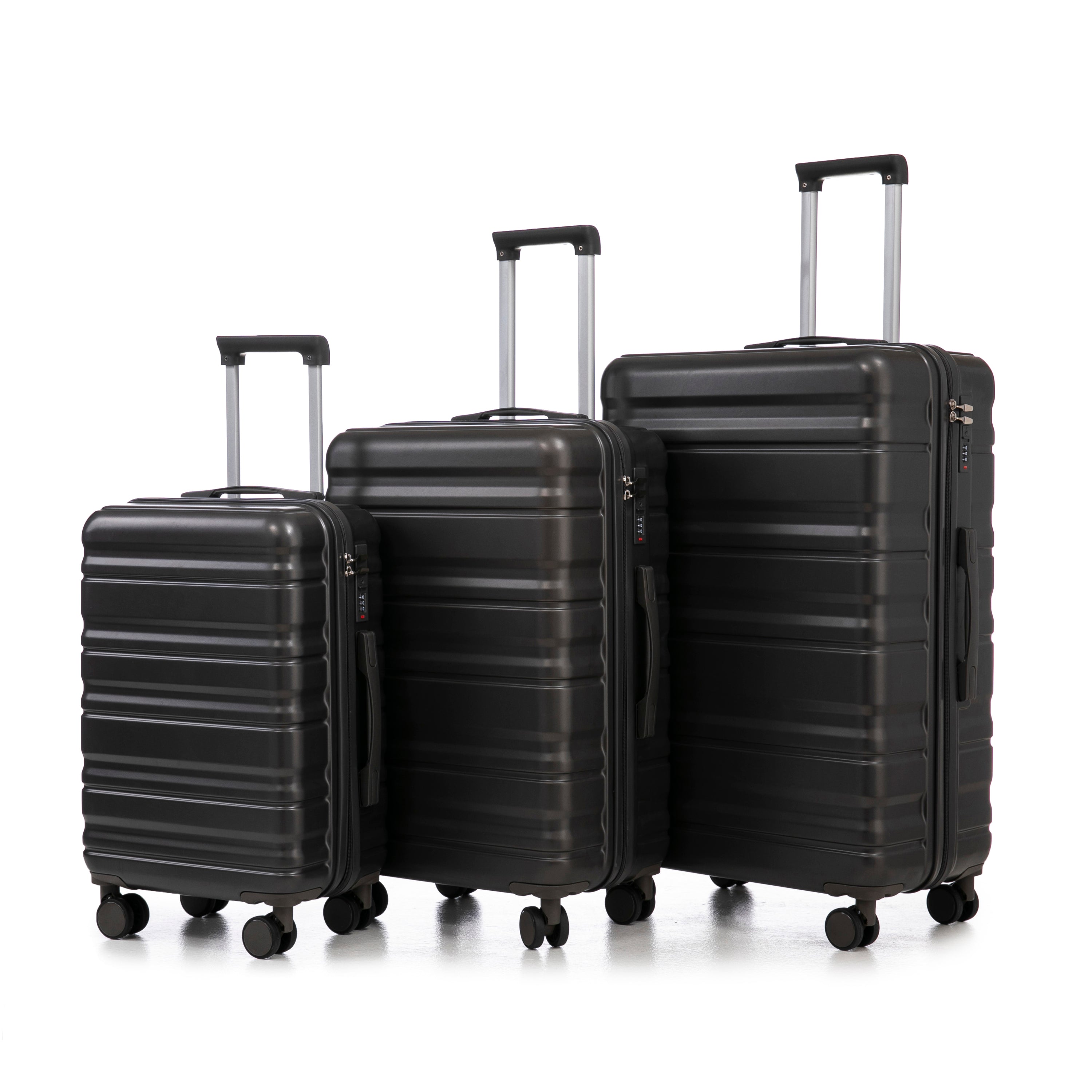 HIFINE TOURIST 20'/24'/28' 3 pcs/set in ABS Spinner Wheel Luggage, Carry on Suitcase, Matching Color, Combination Lock (Dark Gray)