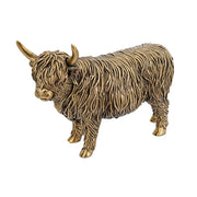 10x3.5x7' Lifelike Polyresin Highland Cow Statue with Rich Bronze Finish