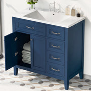 36' Bathroom Vanity with Sink Combo, Blue Bathroom Cabinet with Drawers, Solid Frame and MDF Board (Old Sku:JL000007AAC)