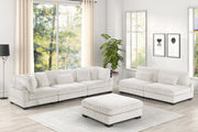 Bentley Modern Style Modular Sectional unique layout made with Corduroy fabric and wood in Cream Setup-3 (NJ Warehouse Inventory)