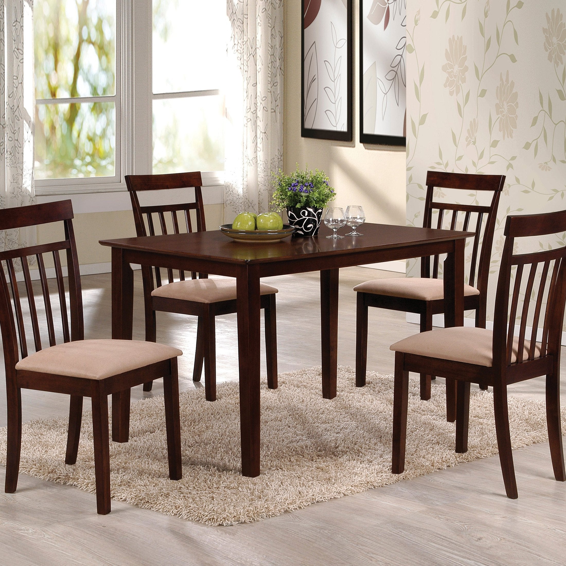 Espresso and Beige 5-piece Dining Set