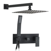 Matte Black Brass Shower System with 10 Inch Rainfall Shower Head and Handheld Sprayer