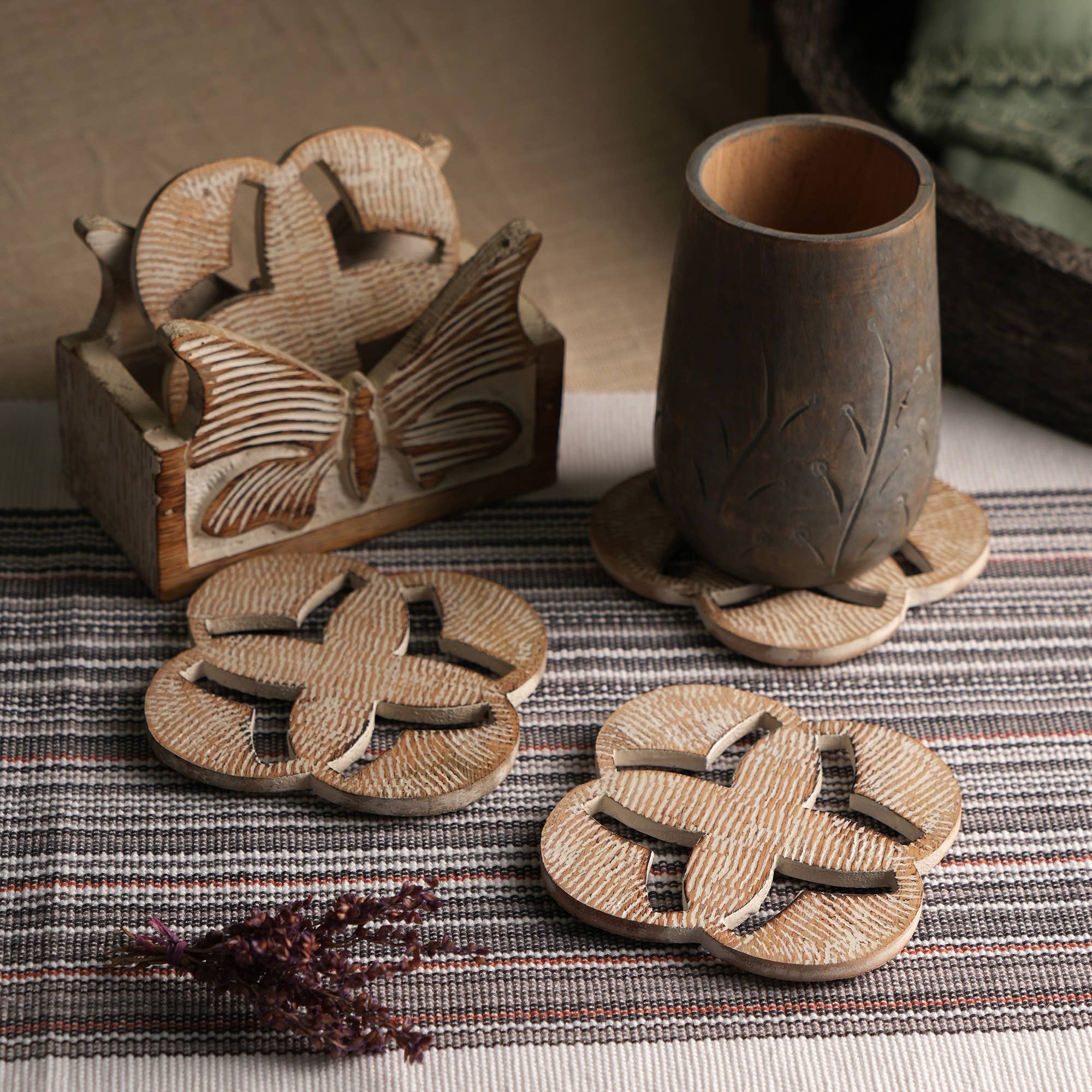 Wooden Coasters for Home and Office Use-Set Of 4