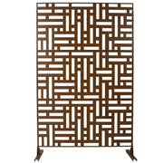 Outdoor & Indoor Privacy Screen Metal Privacy Screen 76' H×48' W, Freestanding Decorative Privacy Screen Brown Steel