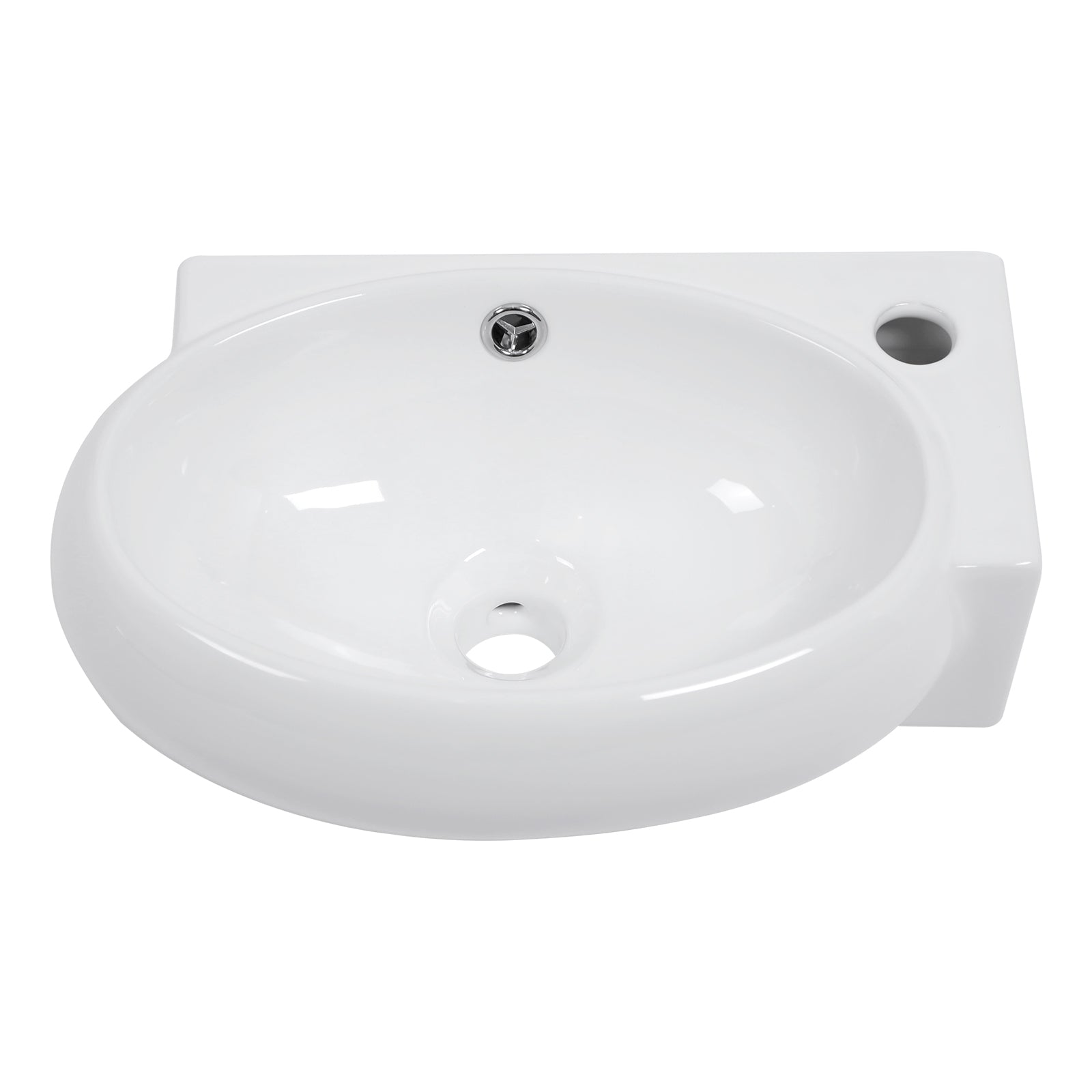 Modern White Ceramic Rectangle Wall Mount Bathroom Sink with Single Faucet Hole, 16.5x11 Inch