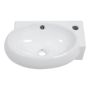 Modern White Ceramic Rectangle Wall Mount Bathroom Sink with Single Faucet Hole, 16.5x11 Inch