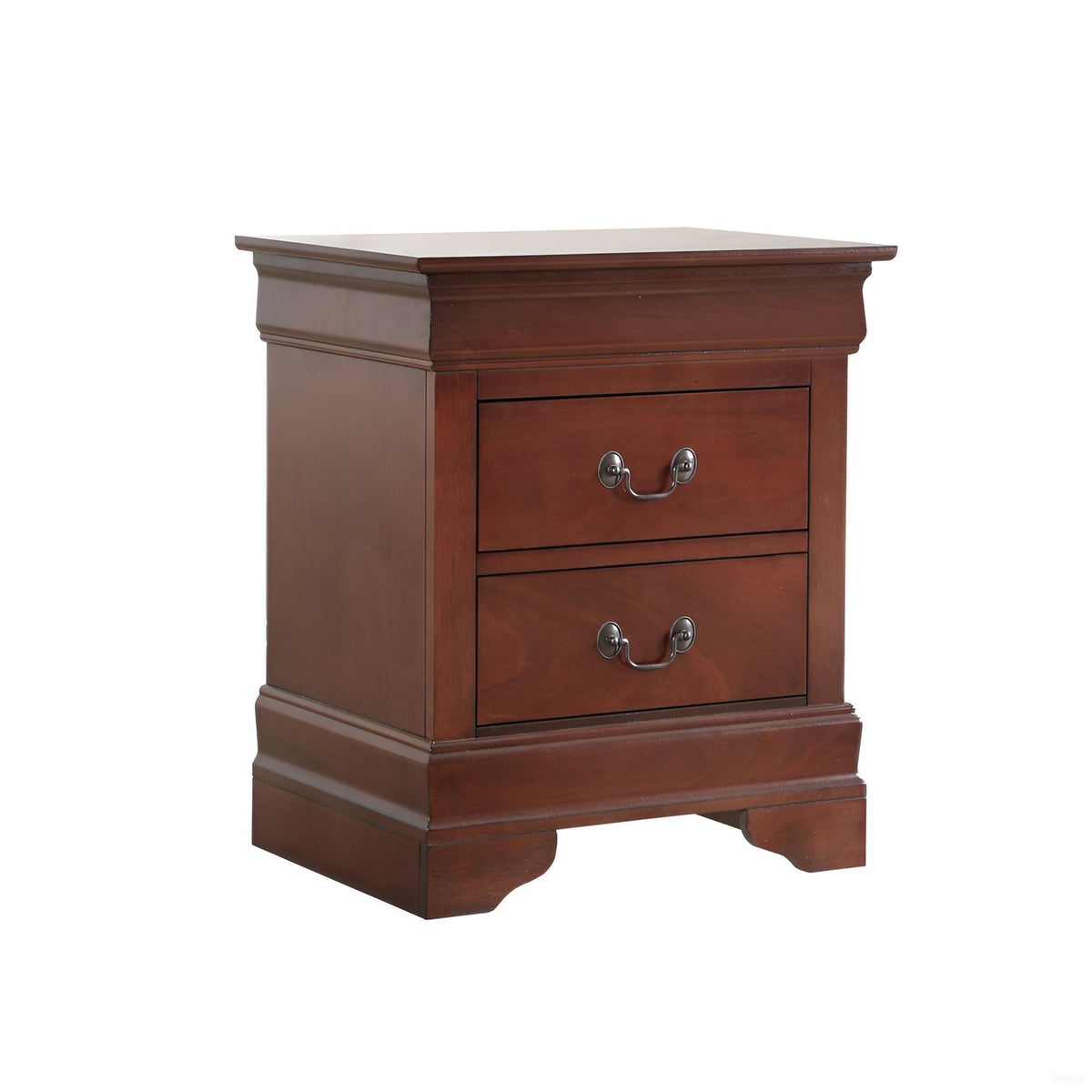 Charming Cherry Finish G2100-N Nightstand with Two Drawers and Silver Hardware in Wood Veneer, 24'H x 21'W x 16'D
